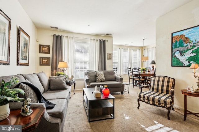 carpeted living room with plenty of natural light