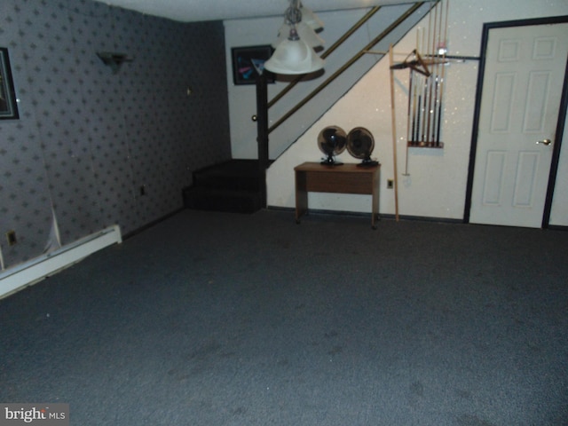 unfurnished living room with carpet floors