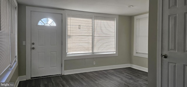 entrance foyer with dark hardwood / wood-style floors