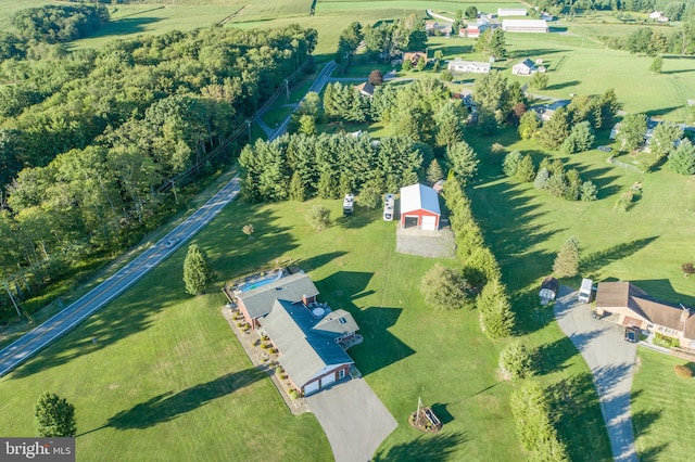 bird's eye view with a rural view