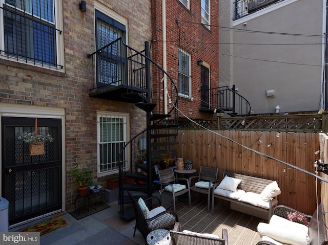 2009 Hillyer Pl NW, Washington, DC 20009 - view of patio featuring stairs and an outdoor hangout area