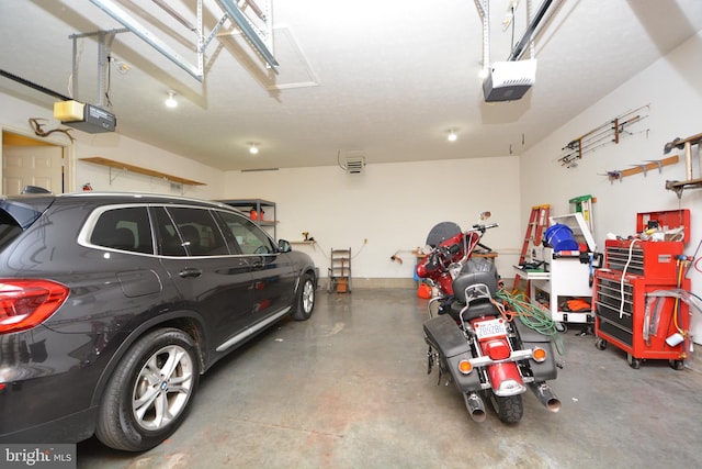 garage with a garage door opener