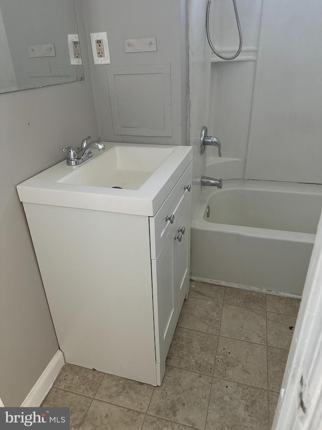 bathroom featuring tile patterned flooring, vanity, and shower / bathing tub combination