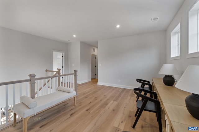 office space featuring light wood-type flooring