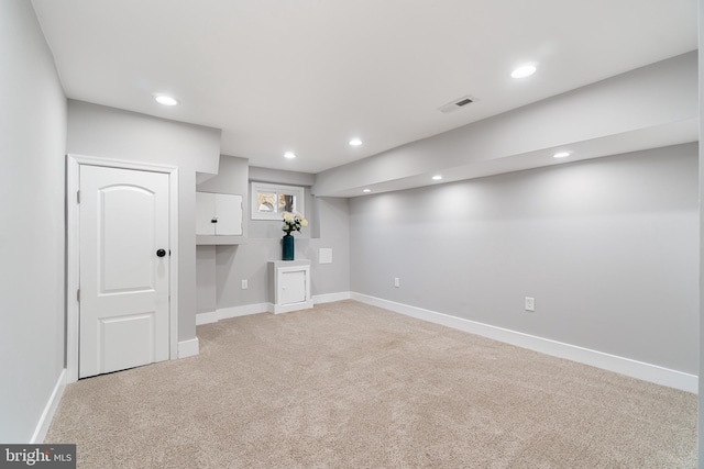 basement featuring carpet floors