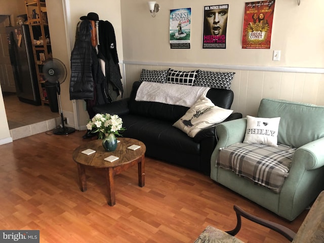 living room with hardwood / wood-style floors