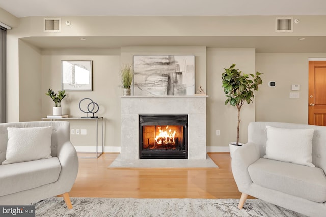 living room with hardwood / wood-style flooring