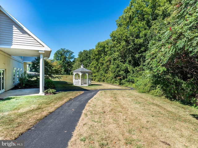 view of yard with a gazebo