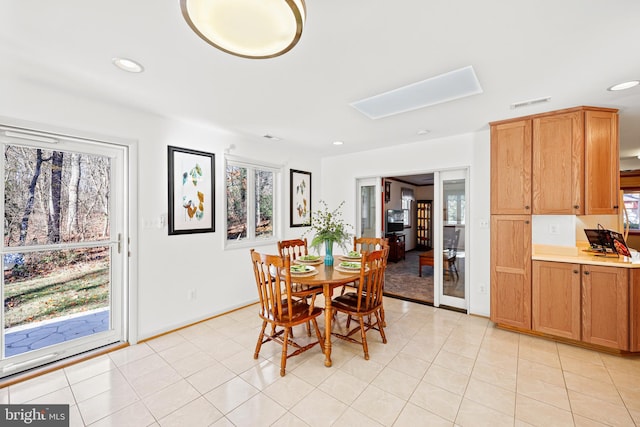 view of tiled dining room