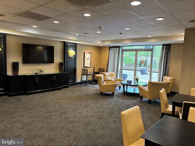 building lobby with a drop ceiling