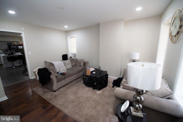 living room with hardwood / wood-style flooring