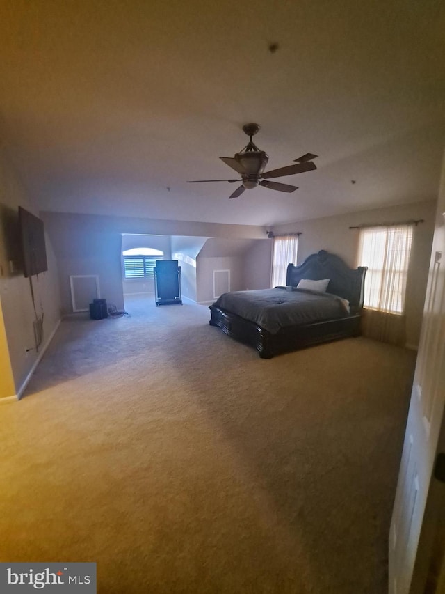 unfurnished bedroom with carpet and ceiling fan