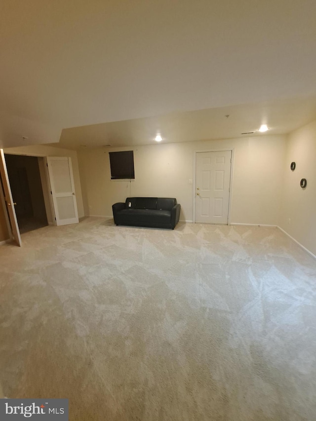 basement featuring carpet