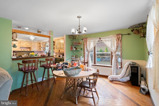 dining room with an inviting chandelier