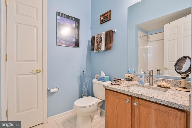 40 Vender Ln, Mays Landing, NJ 08330 - full bathroom with toilet, tile patterned floors, baseboards, vanity, and a shower