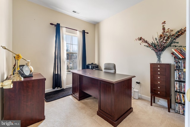 view of carpeted office space