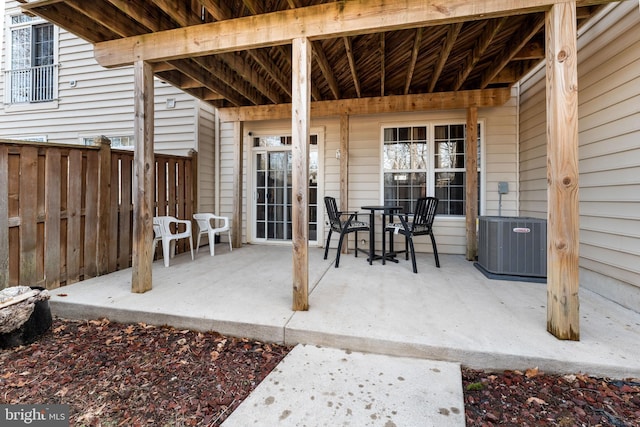 view of patio / terrace featuring central AC unit