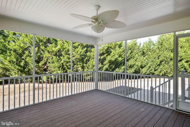 wooden terrace with ceiling fan