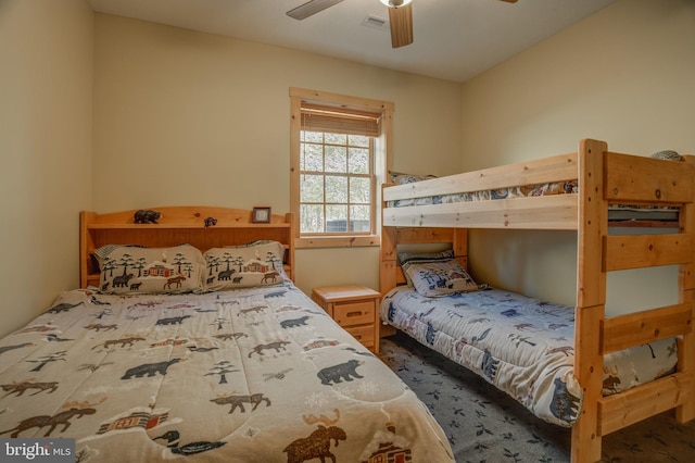 bedroom featuring ceiling fan