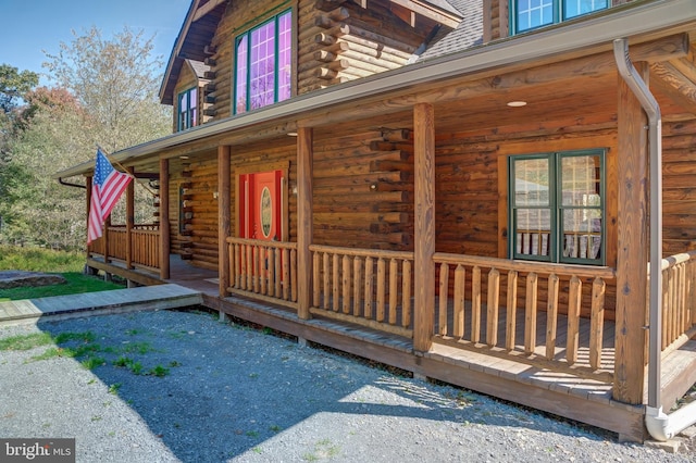 view of home's exterior with a porch