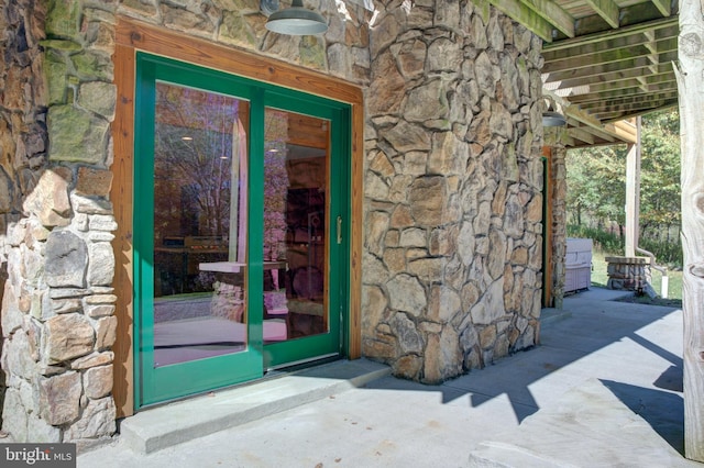 view of exterior entry with french doors