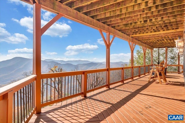 deck featuring a mountain view