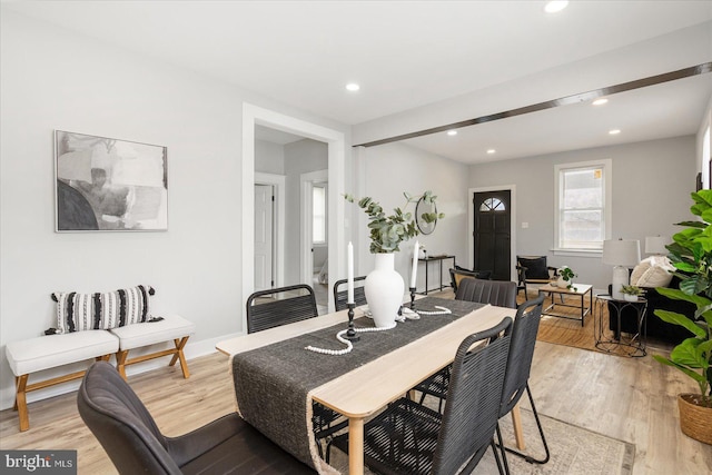 dining area featuring light hardwood / wood-style floors