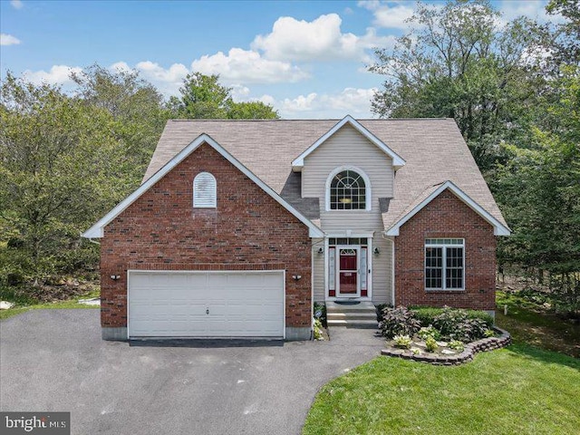 view of front of home with a front lawn