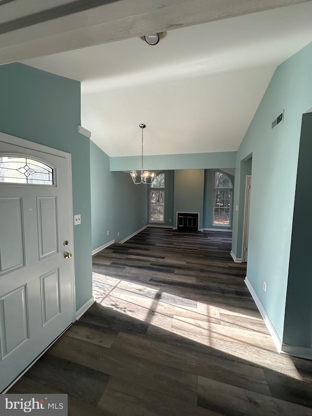 986 Yachtsman Way, Annapolis, MD 21403 - foyer with vaulted ceiling, a chandelier, wood finished floors, and baseboards