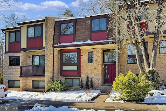 view of snow covered building