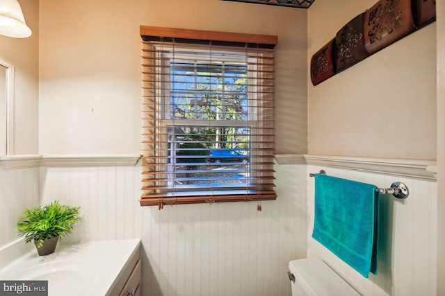 bathroom with toilet and vanity