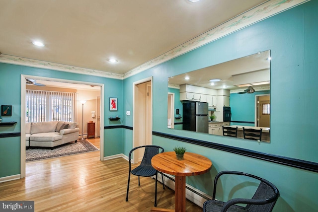 living area featuring light hardwood / wood-style flooring