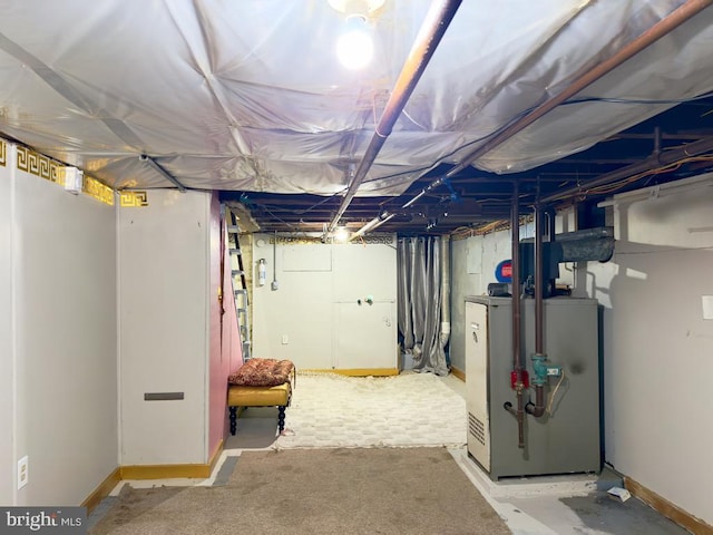 basement with gas water heater