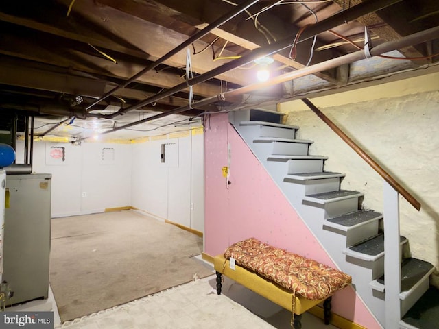 basement with fridge