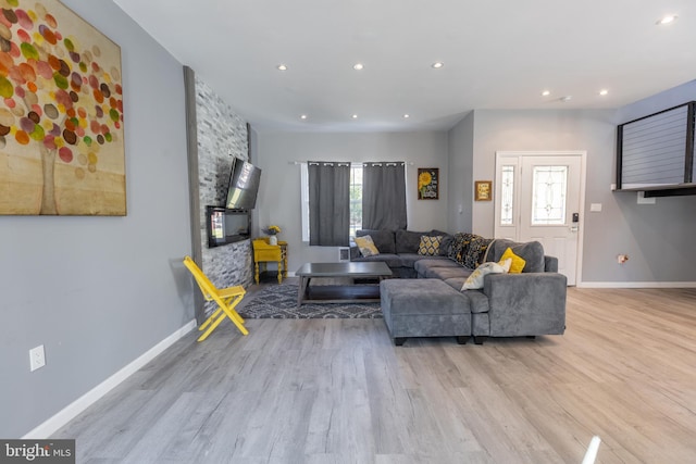 living room featuring light hardwood / wood-style flooring