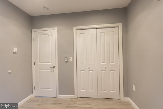 interior space with light hardwood / wood-style floors