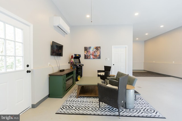 living area with a wall unit AC