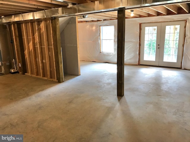 basement with french doors