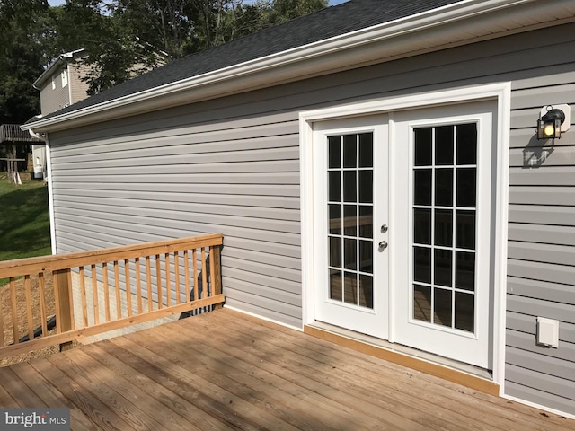 wooden deck with french doors