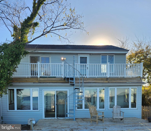 2142 Lake Dr, Pasadena, MD 21122 - back of house with a balcony and a wooden deck