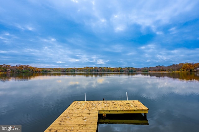 view of dock featuring a water view