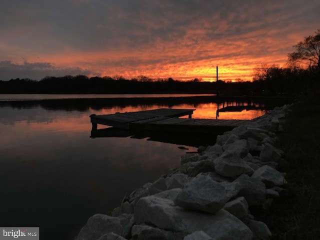 water view featuring a dock