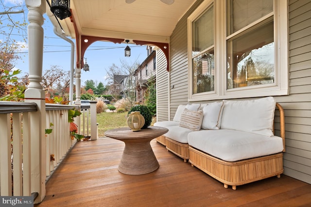 deck featuring a porch