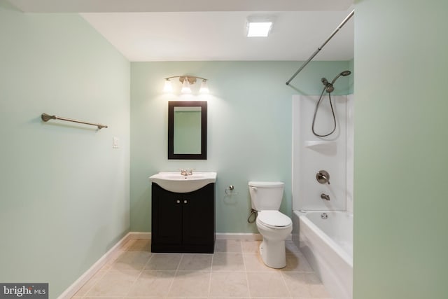 full bathroom with tile patterned flooring, vanity, toilet, and shower / bathtub combination