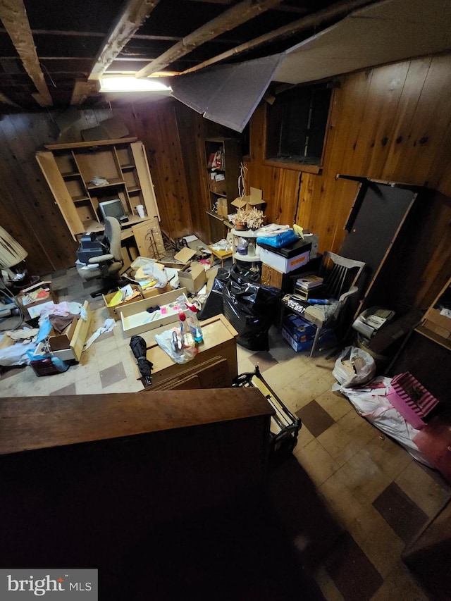 interior space with wood walls