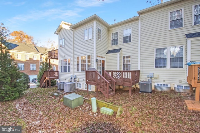 47825 Scotsborough, Sterling, VA 20165 - back of property featuring stairway, cooling unit, and a wooden deck