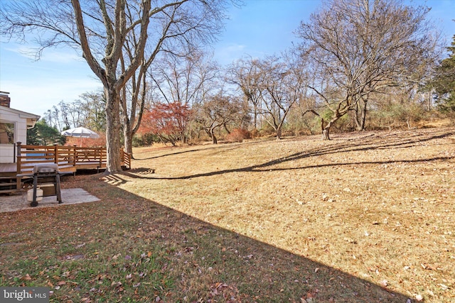 view of yard featuring a deck