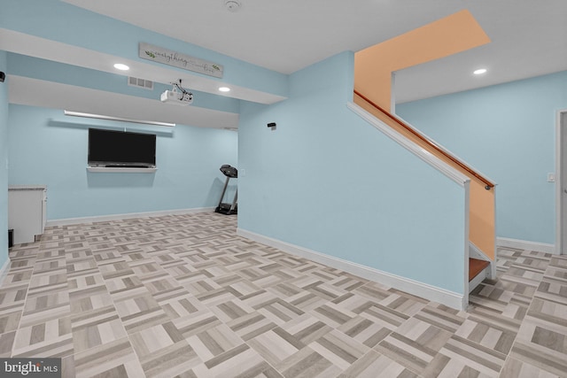 interior space featuring light parquet floors