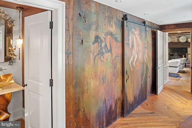 720 Swedesford Rd, Lower Gwynedd, PA 19002 - hallway featuring a barn door