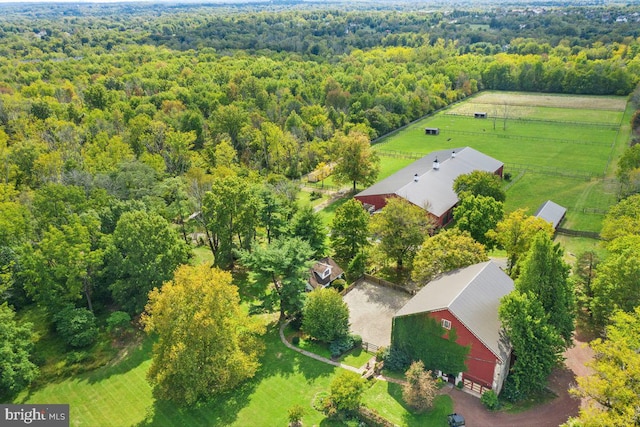 bird's eye view with a rural view